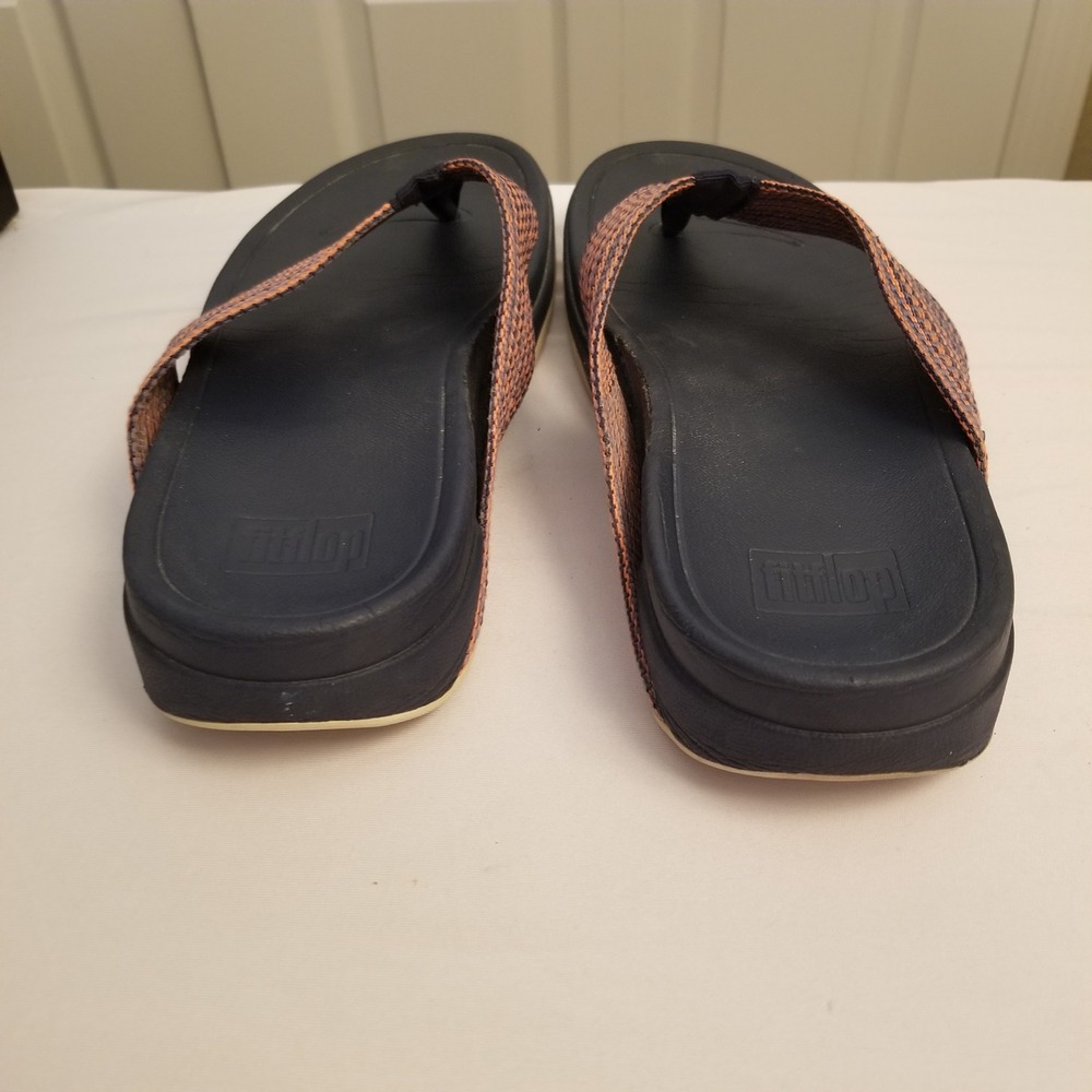FitFlop Surfa Navy Orange Striped Webbing Thong Sandals Flip Flops Womens 10 - Picture 2 of 8